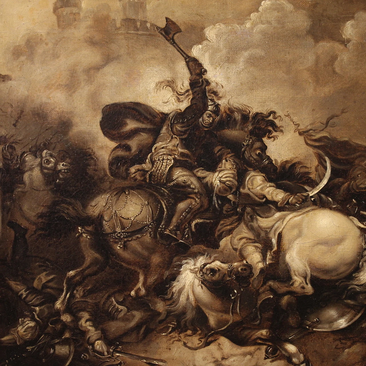 Battle, grisaille oil on canvas, second half of the 17th century 1