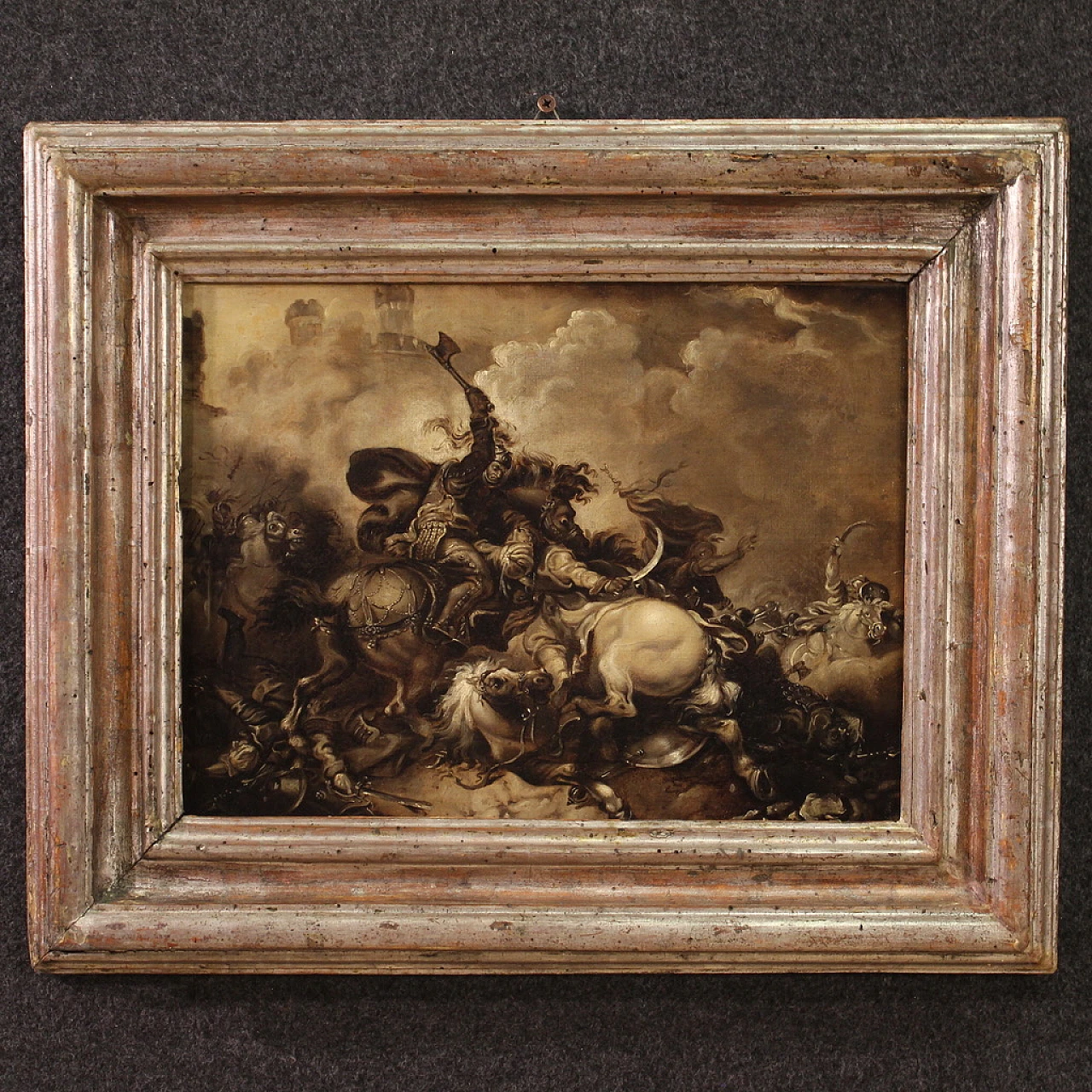 Battle, grisaille oil on canvas, second half of the 17th century 2