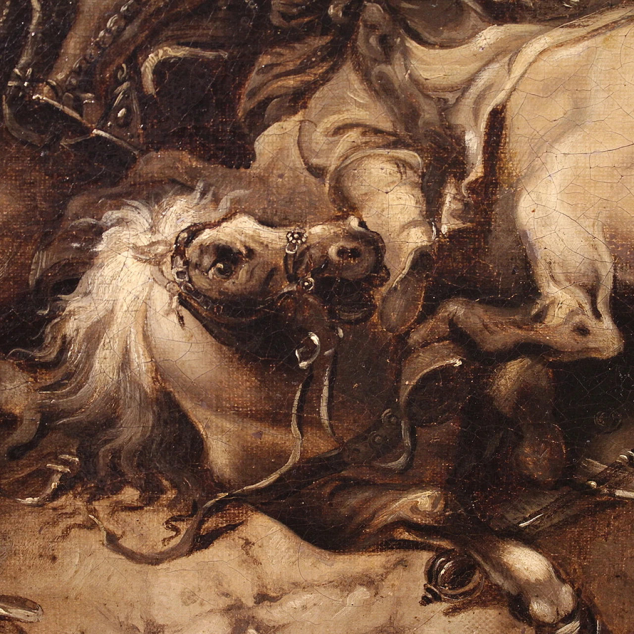 Battle, grisaille oil on canvas, second half of the 17th century 7