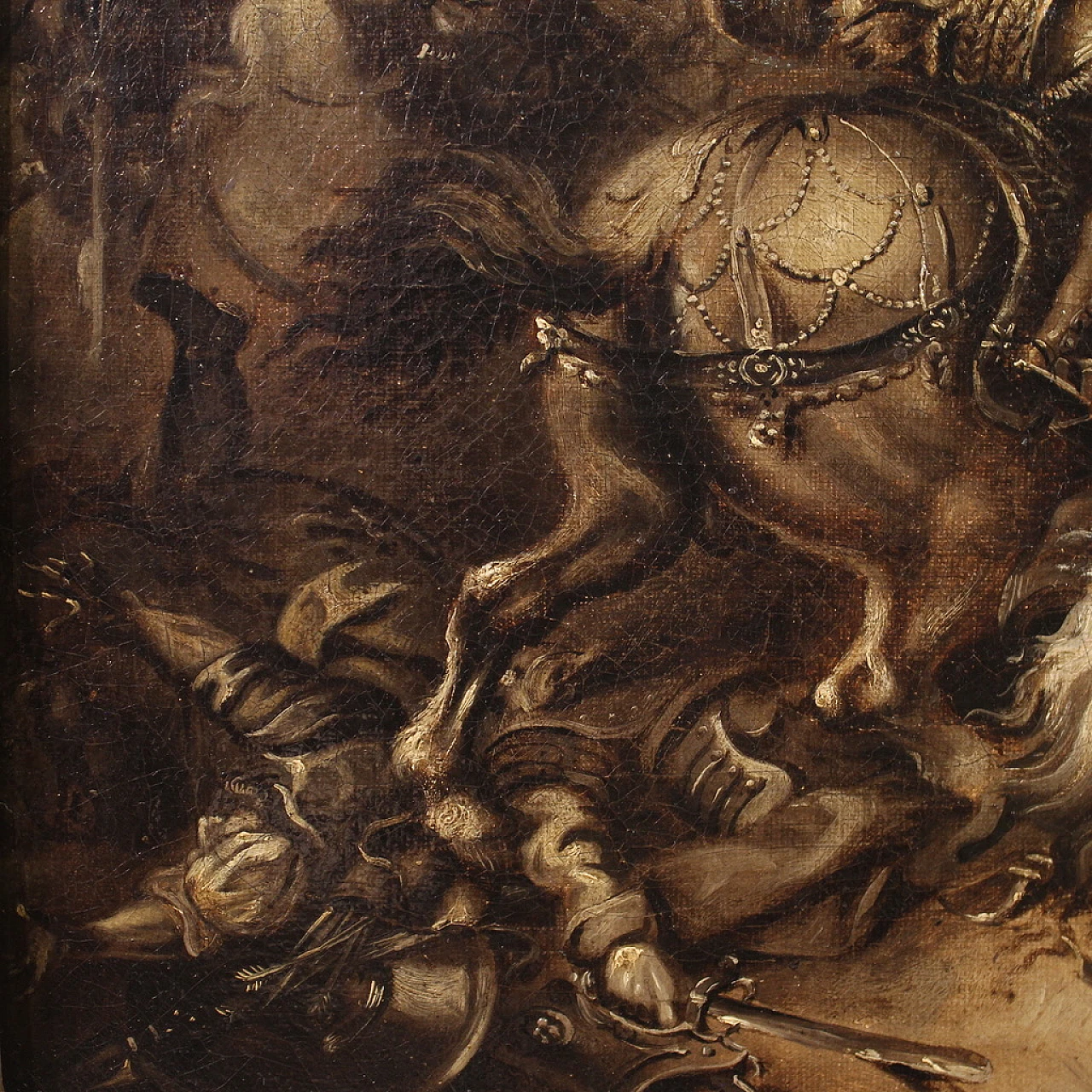 Battle, grisaille oil on canvas, second half of the 17th century 10