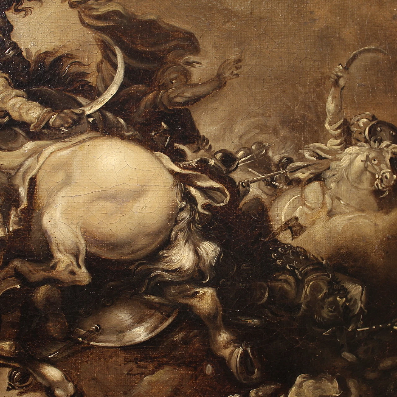 Battle, grisaille oil on canvas, second half of the 17th century 11