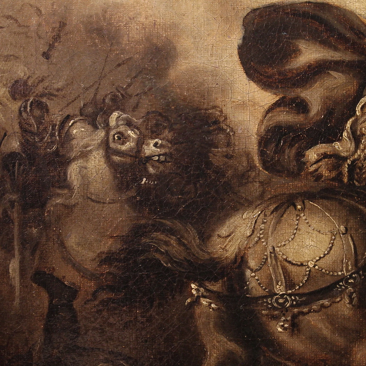 Battle, grisaille oil on canvas, second half of the 17th century 12