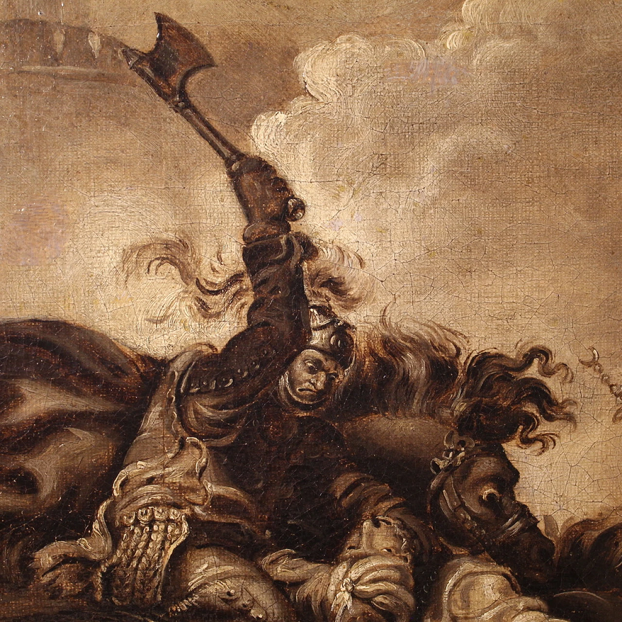 Battle, grisaille oil on canvas, second half of the 17th century 14