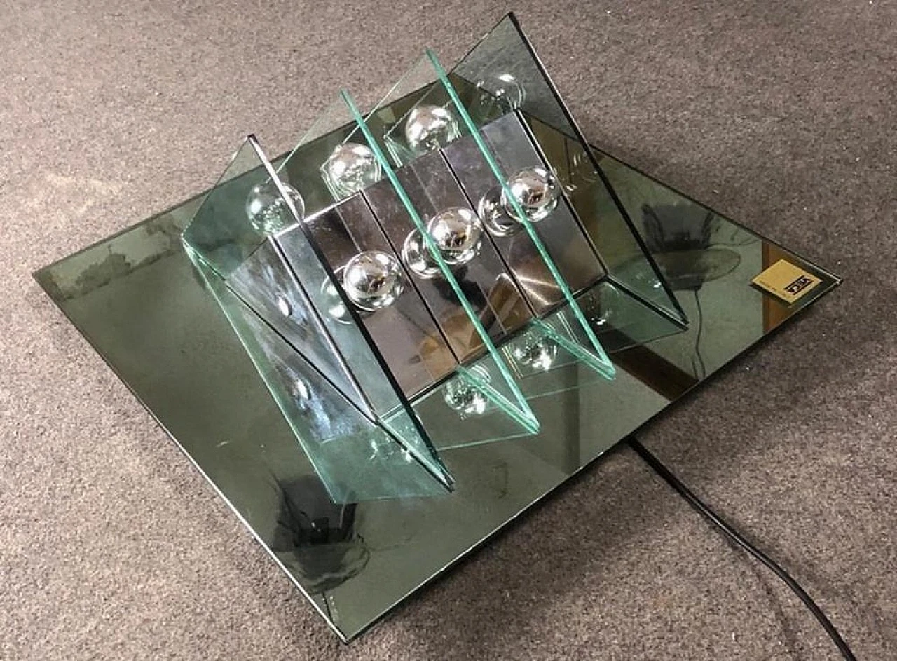 Wall light in glass and steel by Veca, 1970s 1