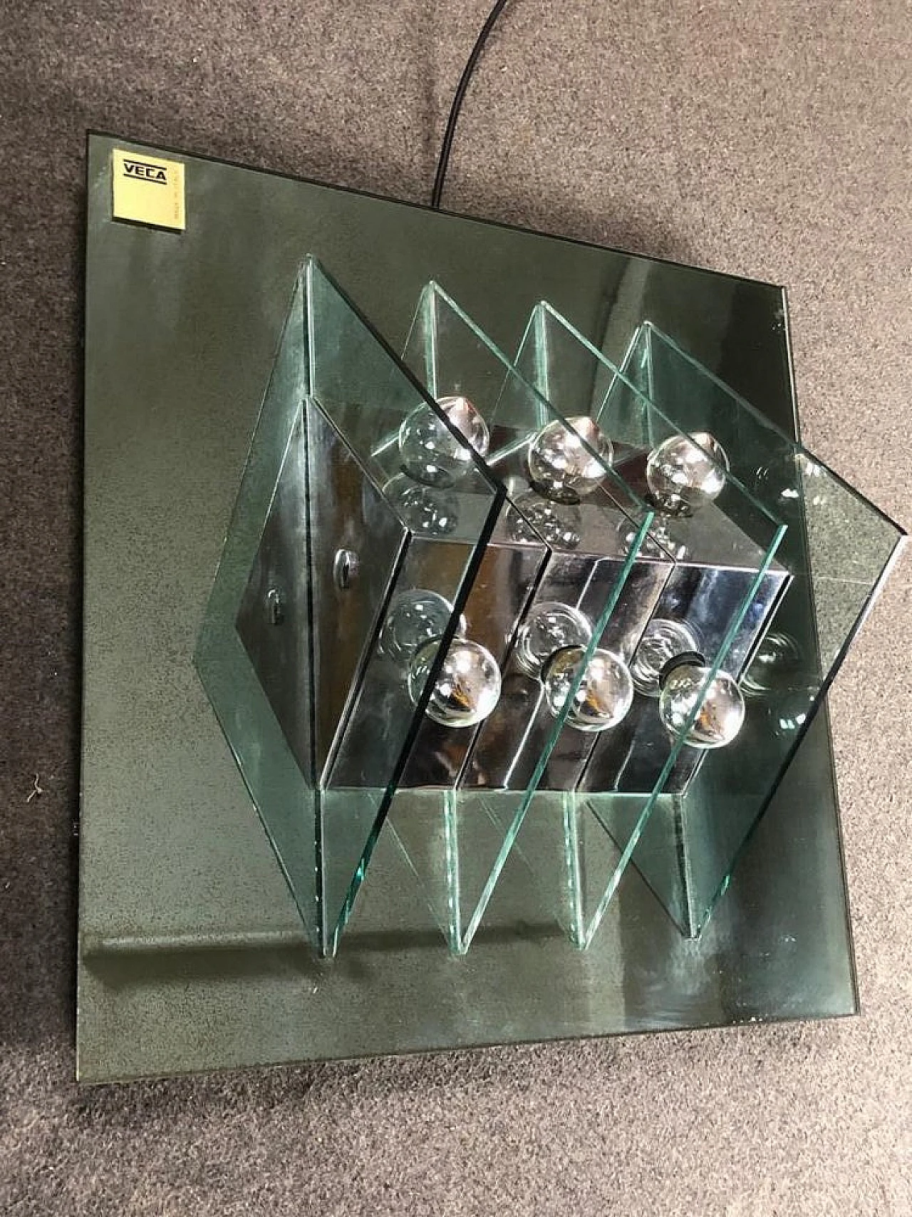 Wall light in glass and steel by Veca, 1970s 3