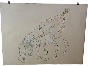 R. Volpini, Part of Venusian dream machine, drawing, 1970s