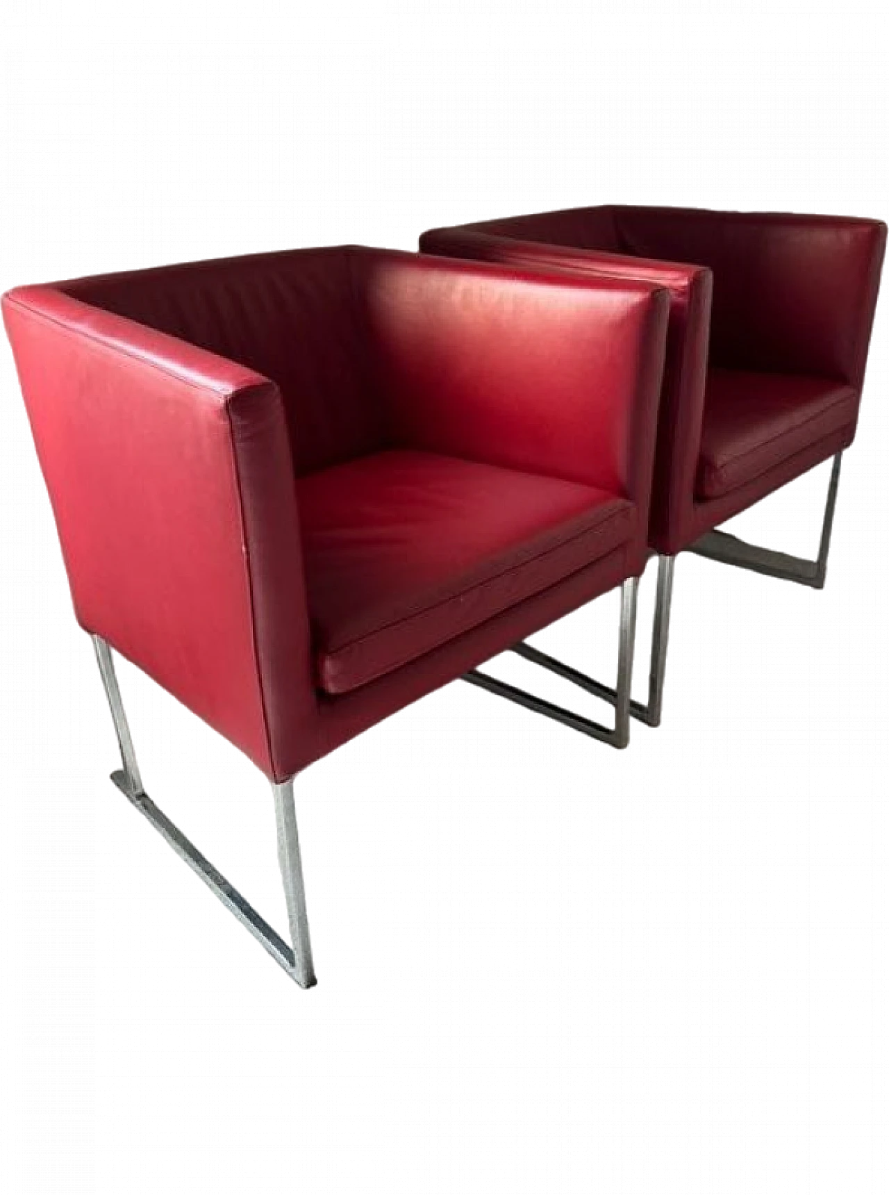 Pair of Solo leather armchairs by A. Citterio for B&B Italia 6