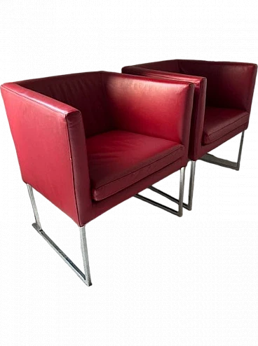 Pair of Solo leather armchairs by A. Citterio for B&B Italia