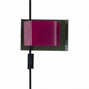 Wall light with lacquered iron & colored multiplex diffuser, 1980s
