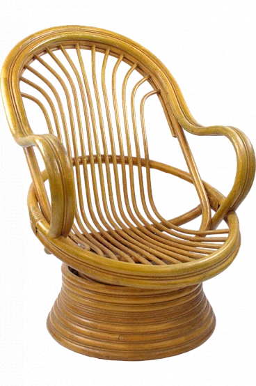 Bamboo swivel rocking chair, 1970s