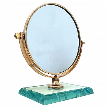 Brass & glass mirror by Gio Ponti attributed to Fontana Arte, 1940s