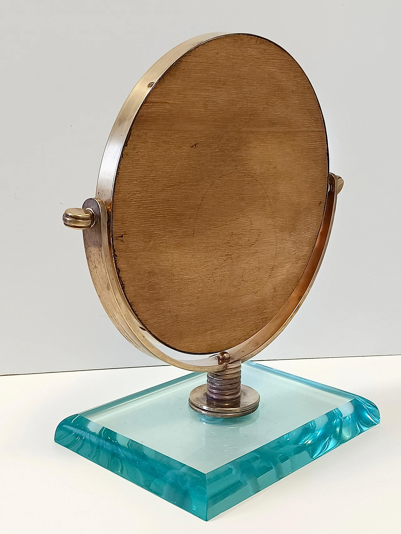 Brass & glass mirror by Gio Ponti attributed to Fontana Arte, 1940s 6