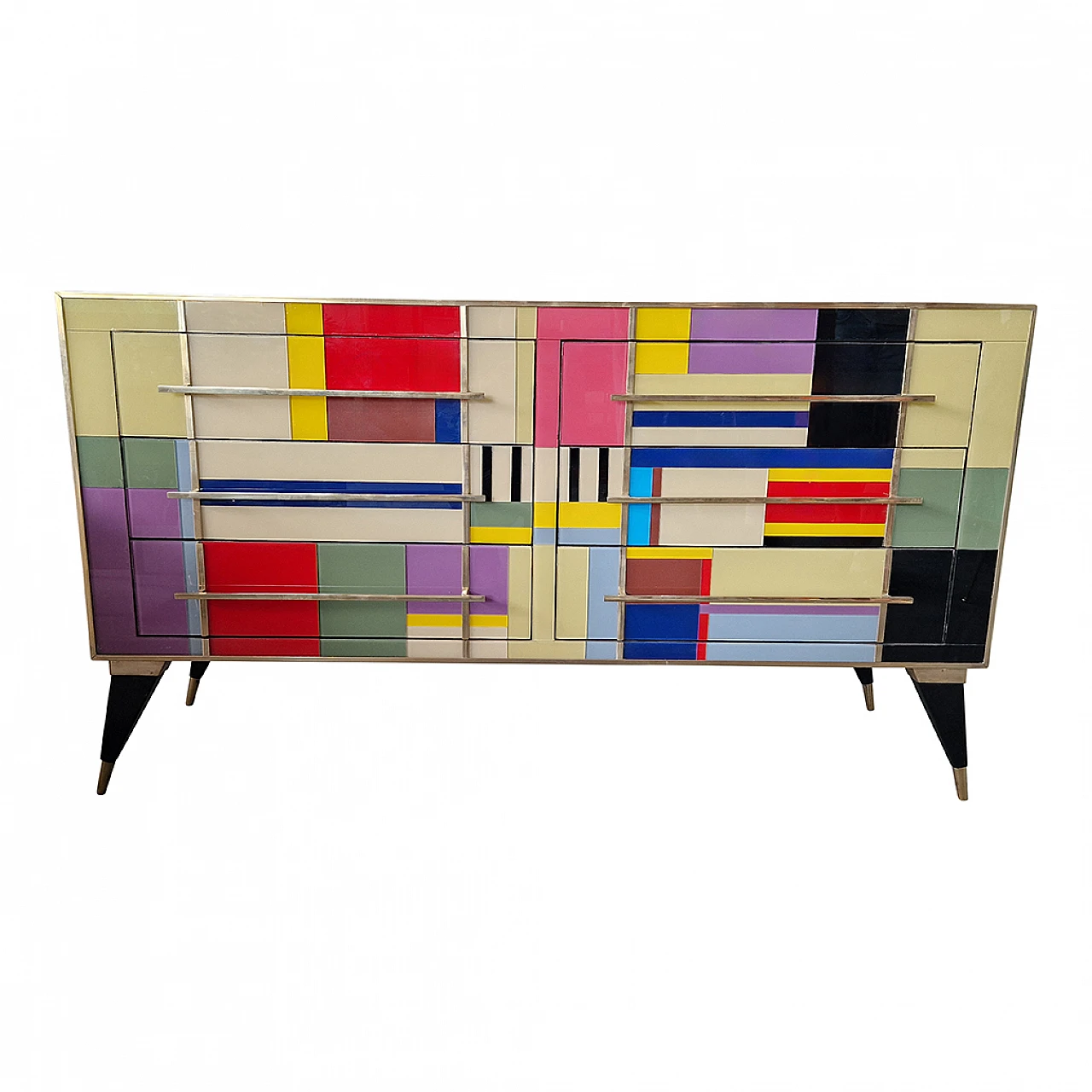 Multicolored Murano glass six-drawer dresser, 1980s 2