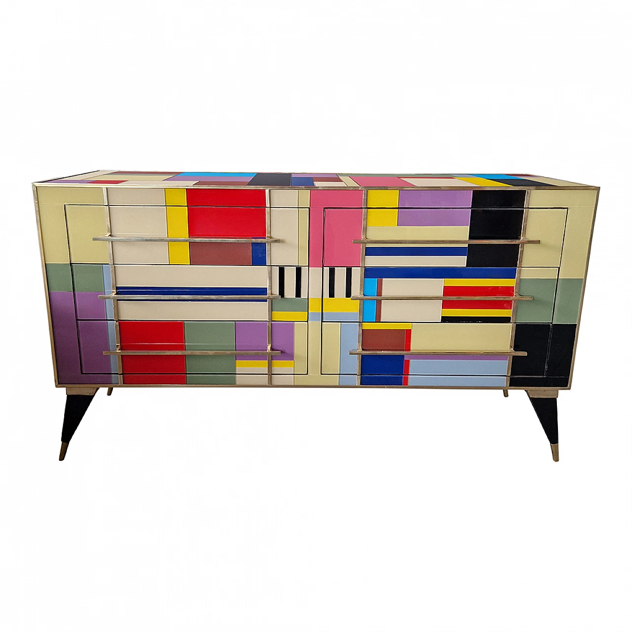 Multicolored Murano glass six-drawer dresser, 1980s 3