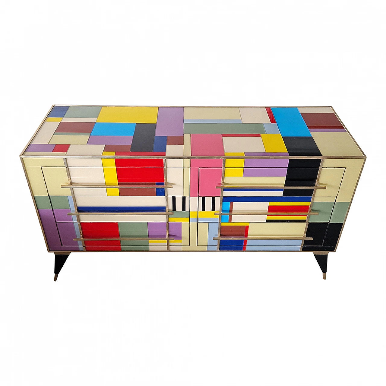 Multicolored Murano glass six-drawer dresser, 1980s 4