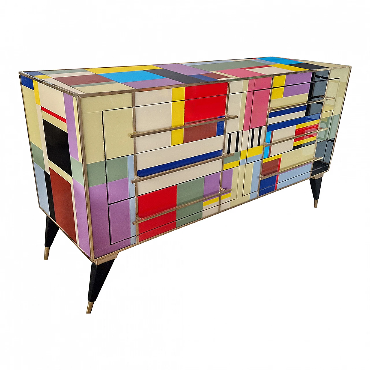 Multicolored Murano glass six-drawer dresser, 1980s 5