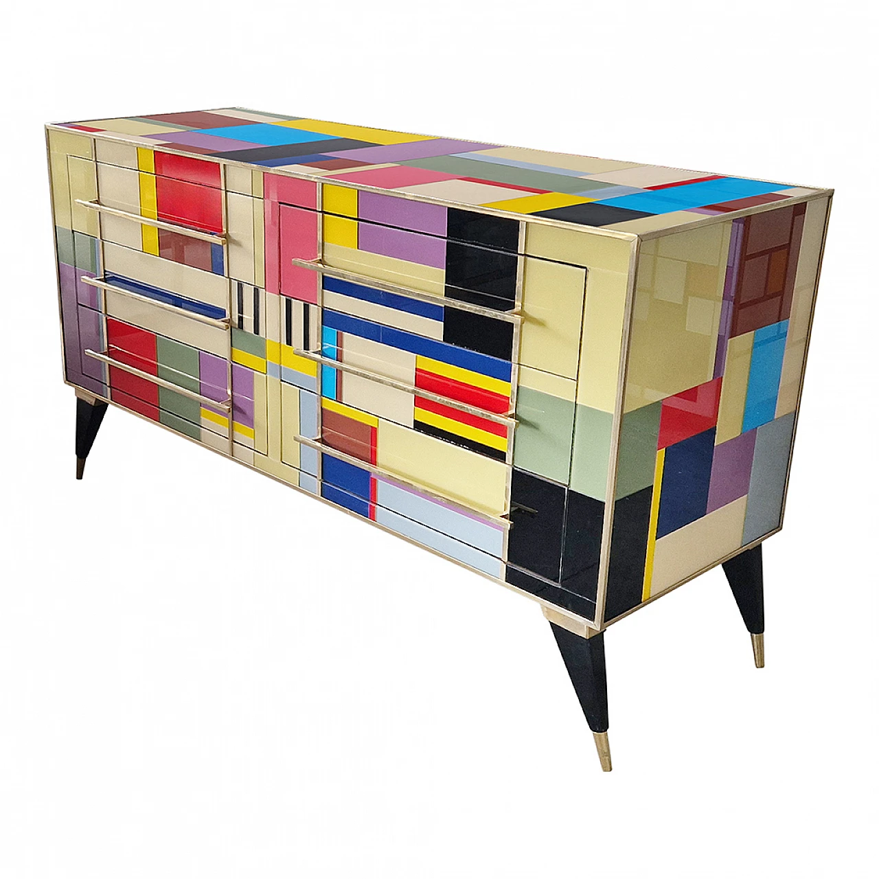 Multicolored Murano glass six-drawer dresser, 1980s 7