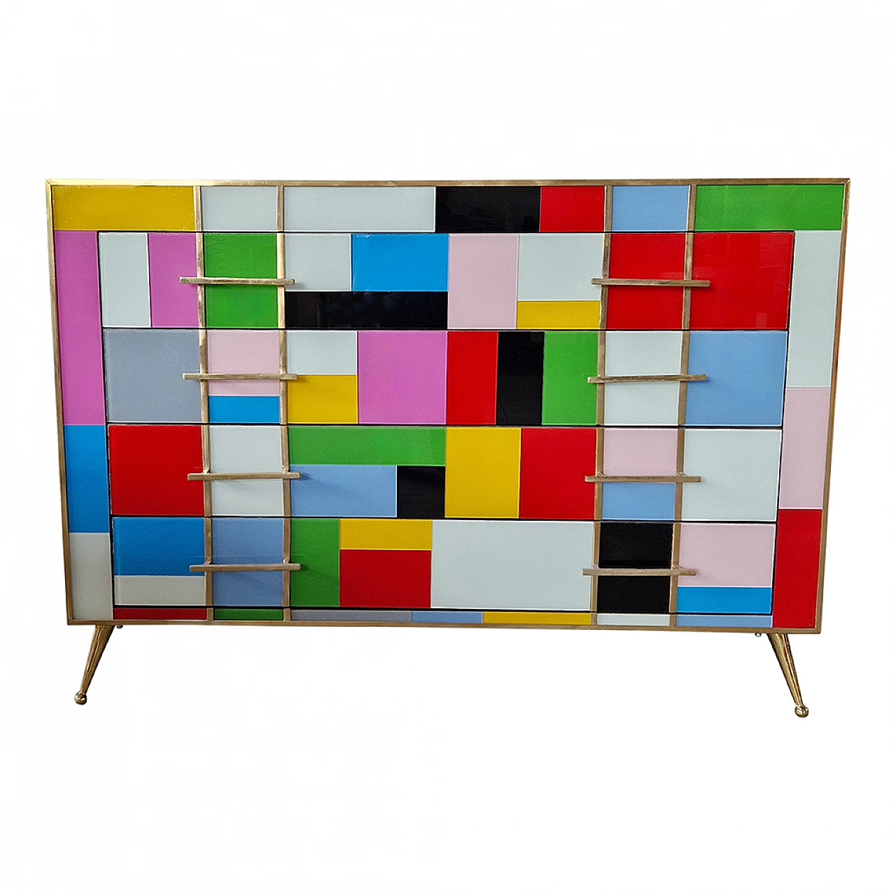 Multicoloured Murano glass four-drawer dresser, 1980s 2