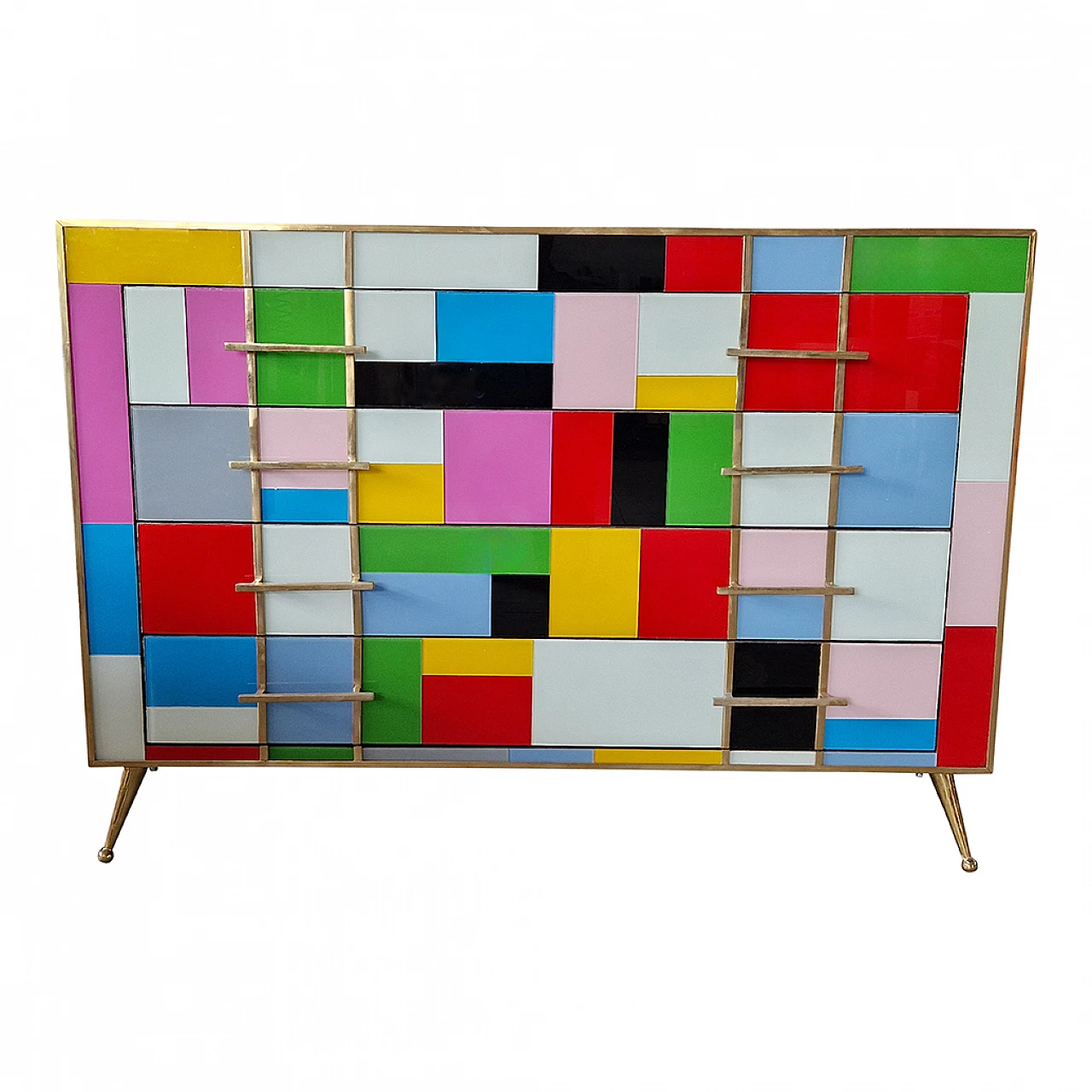 Multicoloured Murano glass four-drawer dresser, 1980s 3