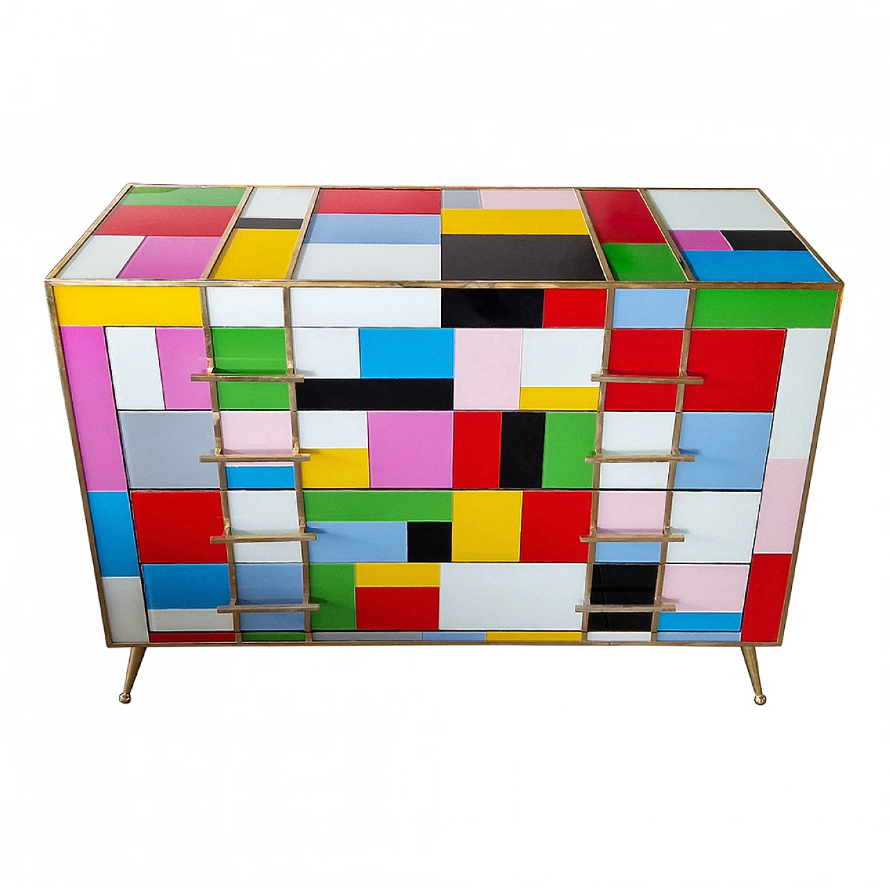 Multicoloured Murano glass four-drawer dresser, 1980s 4