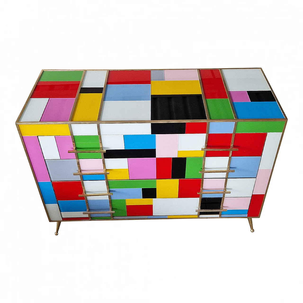 Multicoloured Murano glass four-drawer dresser, 1980s 5