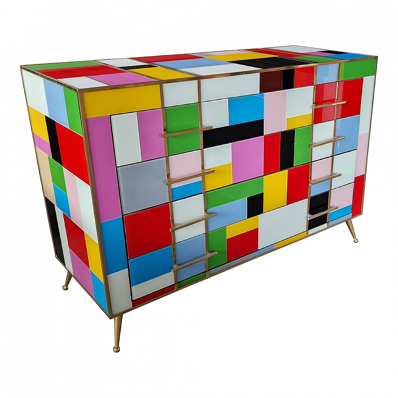 Multicoloured Murano glass four-drawer dresser, 1980s 6