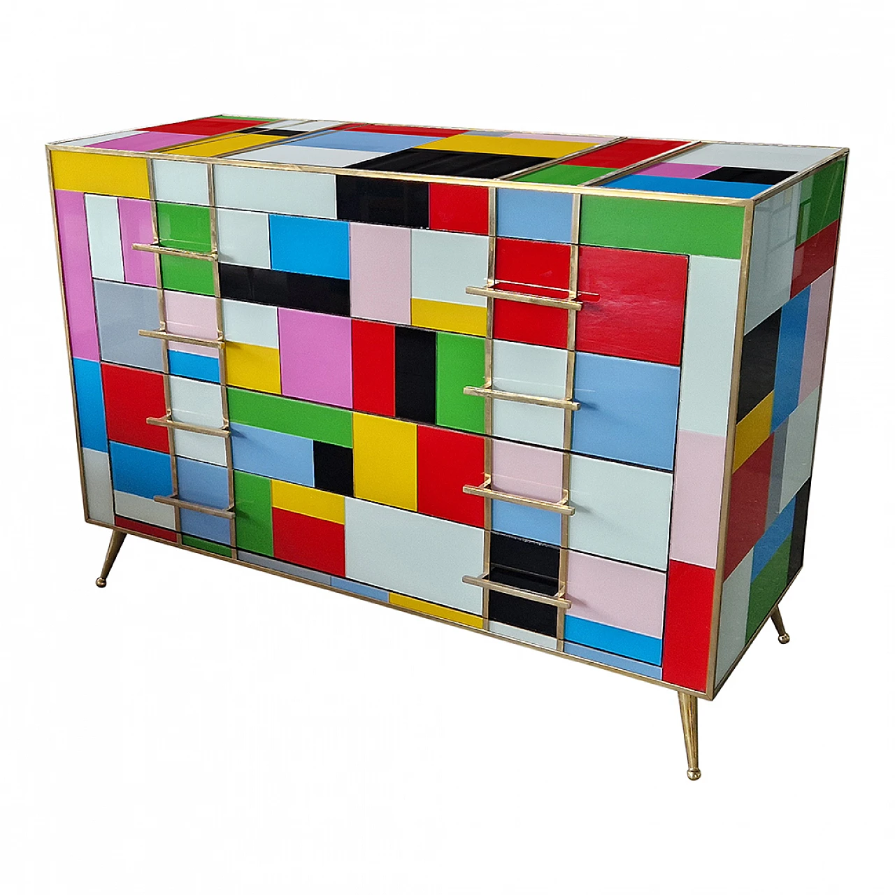 Multicoloured Murano glass four-drawer dresser, 1980s 8