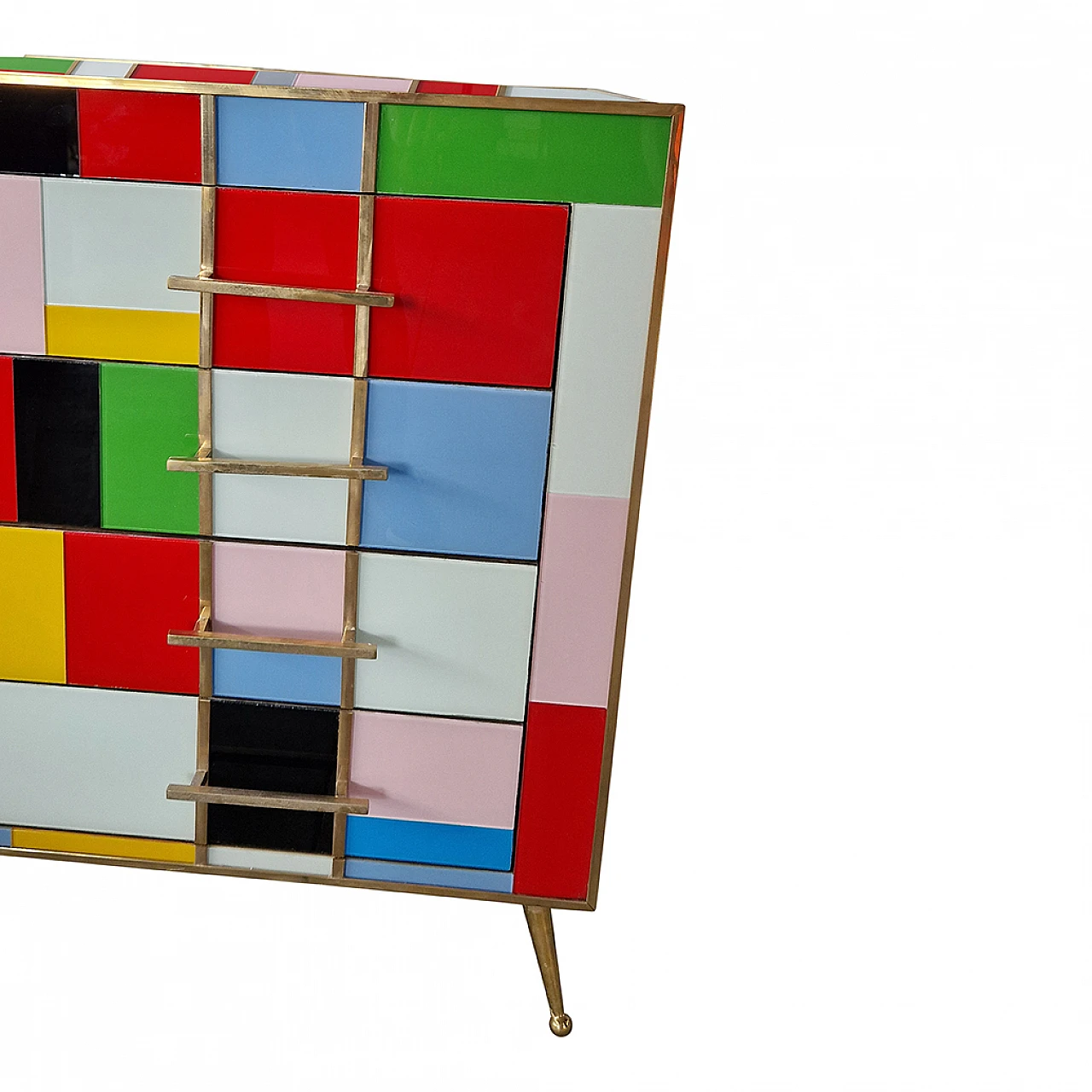 Multicoloured Murano glass four-drawer dresser, 1980s 10