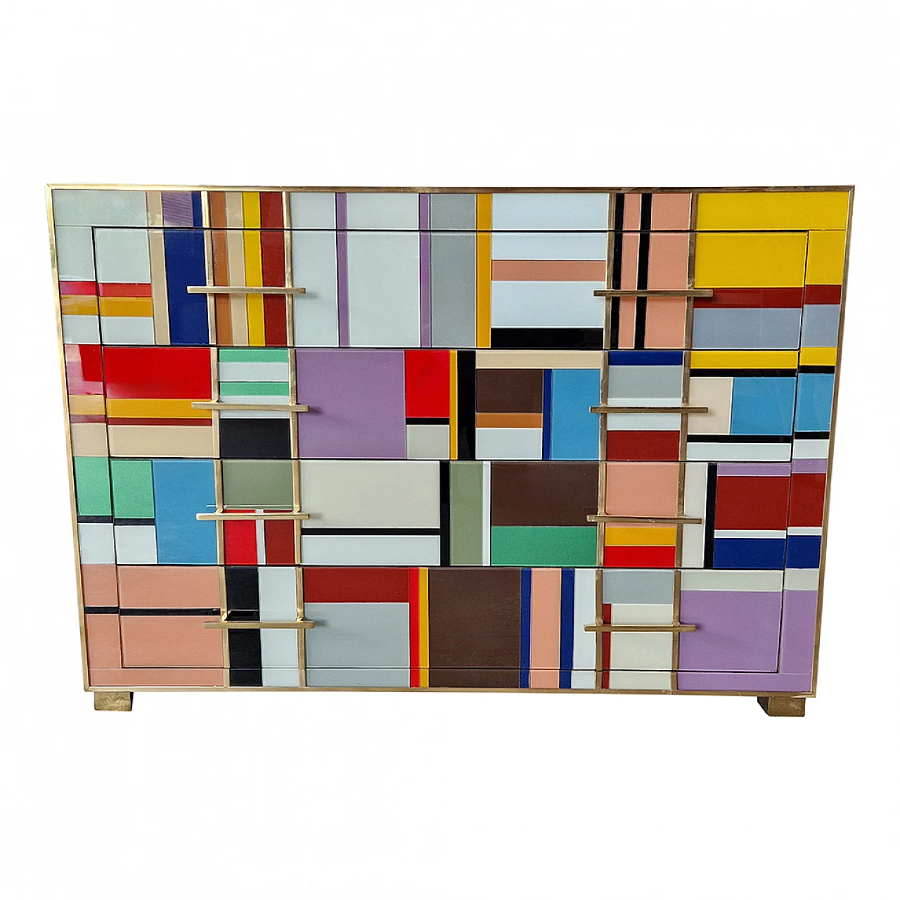 Four-drawer dresser in multicolored Murano glass, 1990s 1