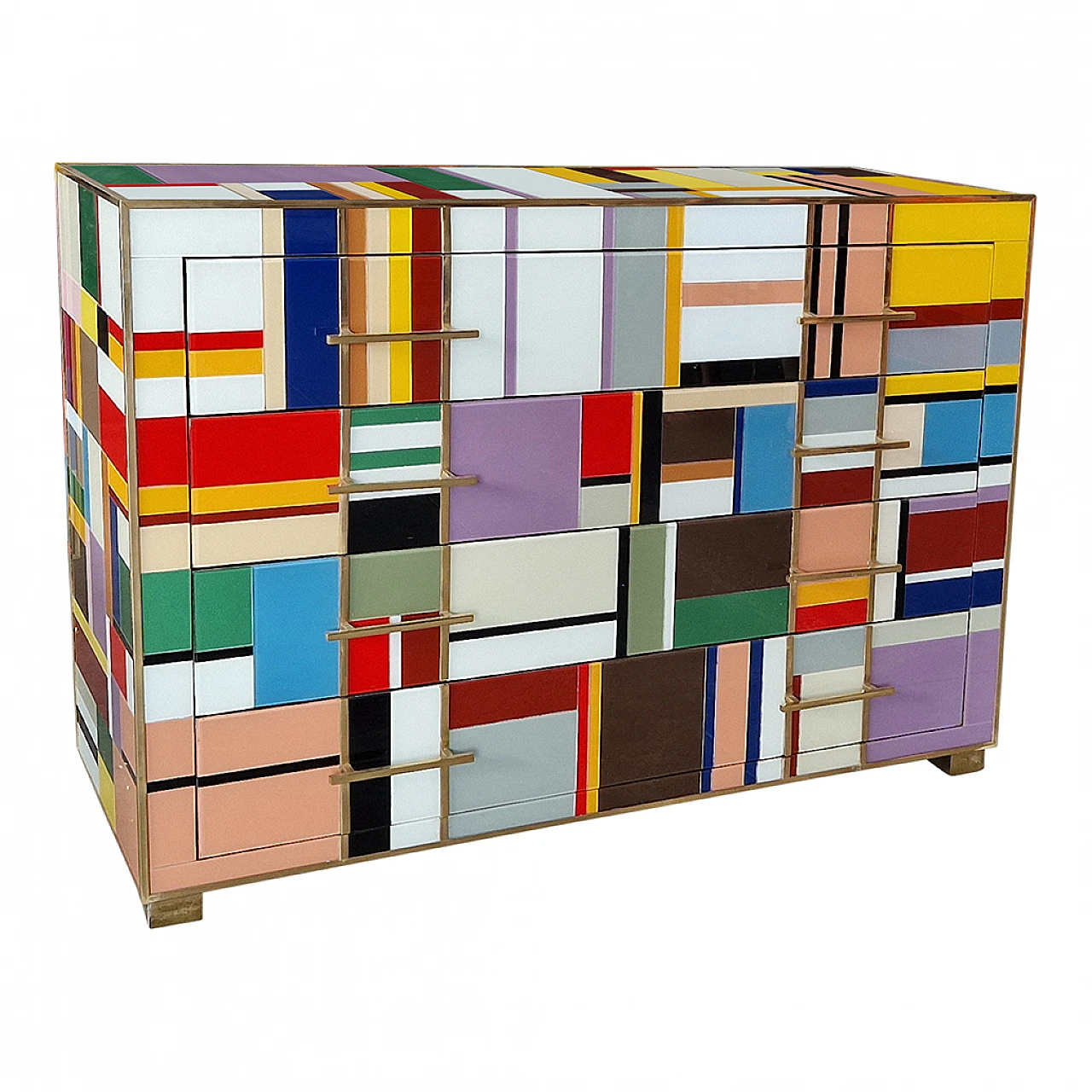 Four-drawer dresser in multicolored Murano glass, 1990s 4