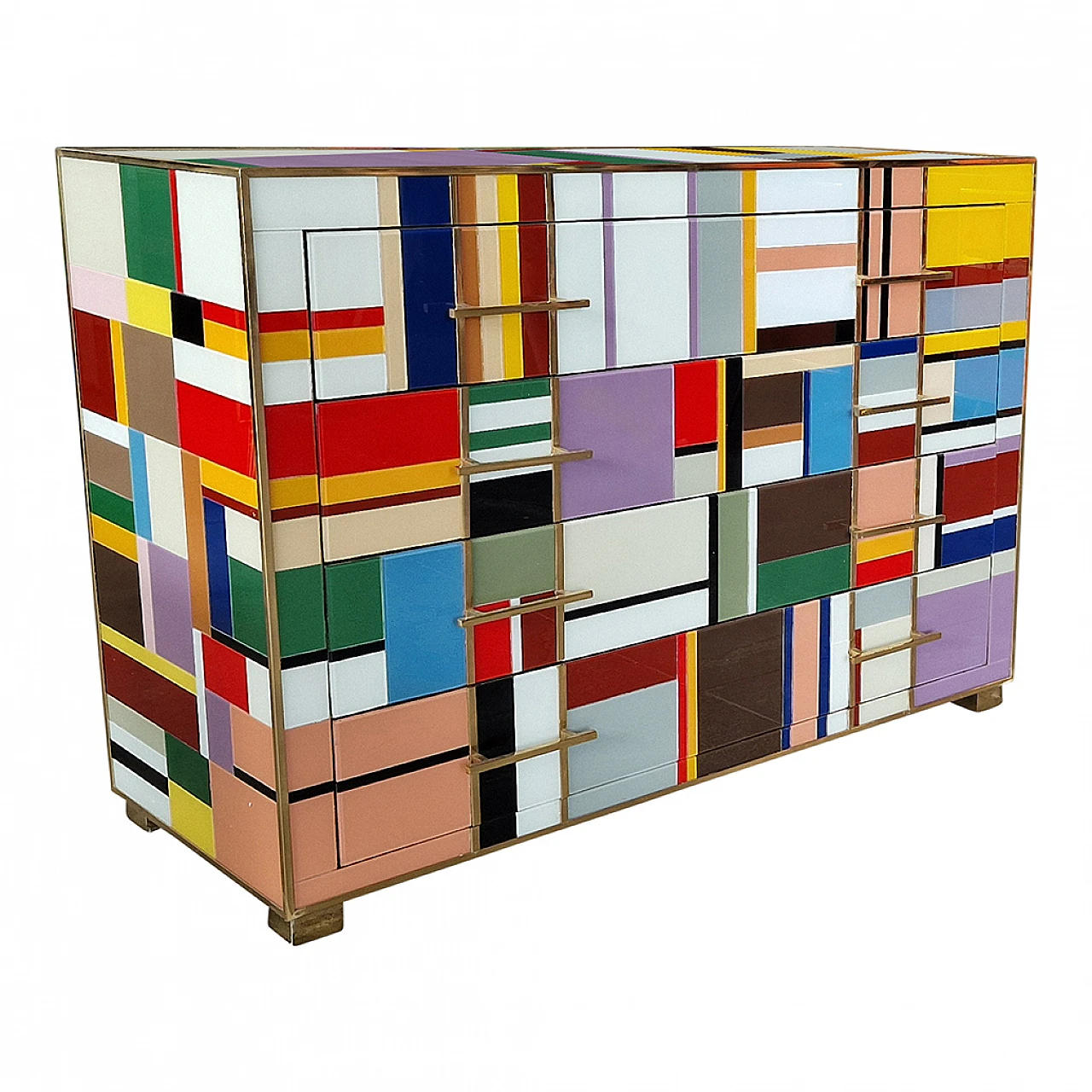 Four-drawer dresser in multicolored Murano glass, 1990s 5