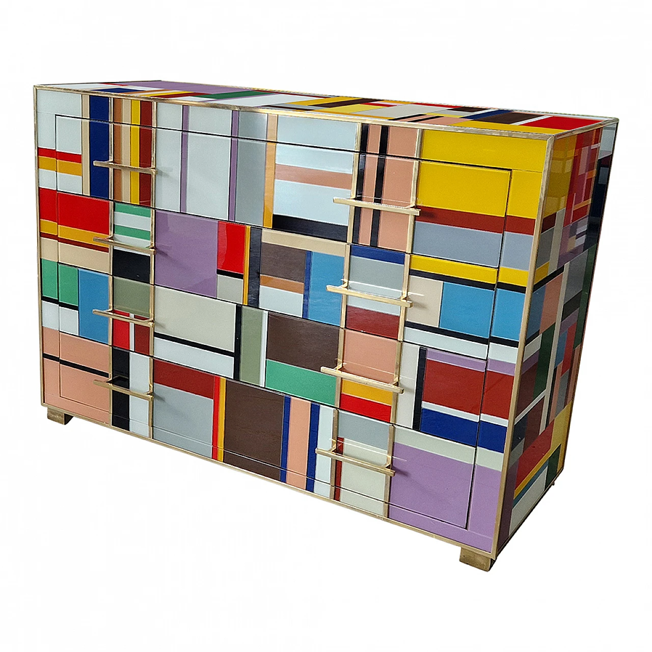 Four-drawer dresser in multicolored Murano glass, 1990s 6