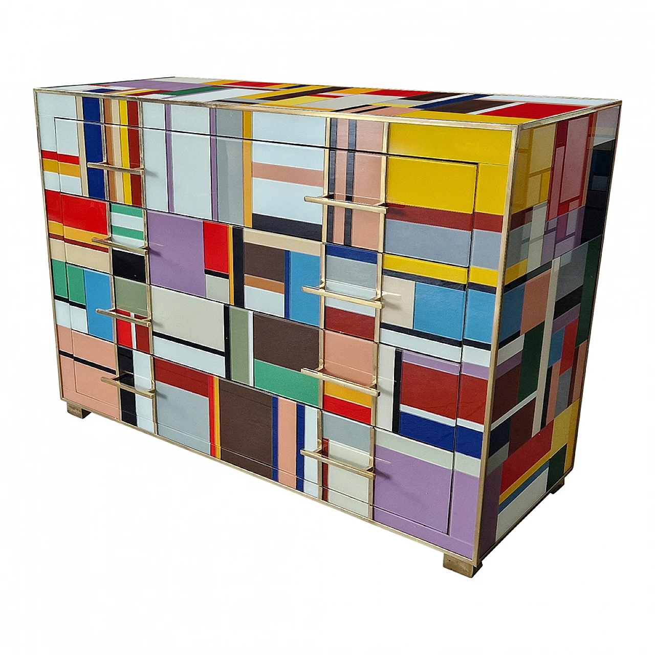 Four-drawer dresser in multicolored Murano glass, 1990s 7