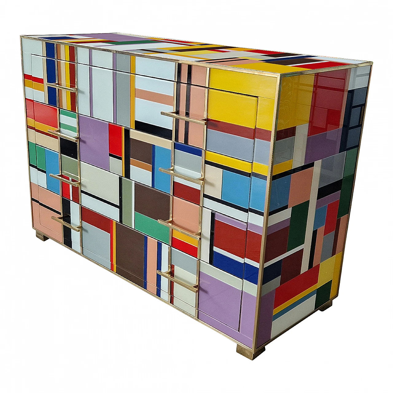 Four-drawer dresser in multicolored Murano glass, 1990s 8