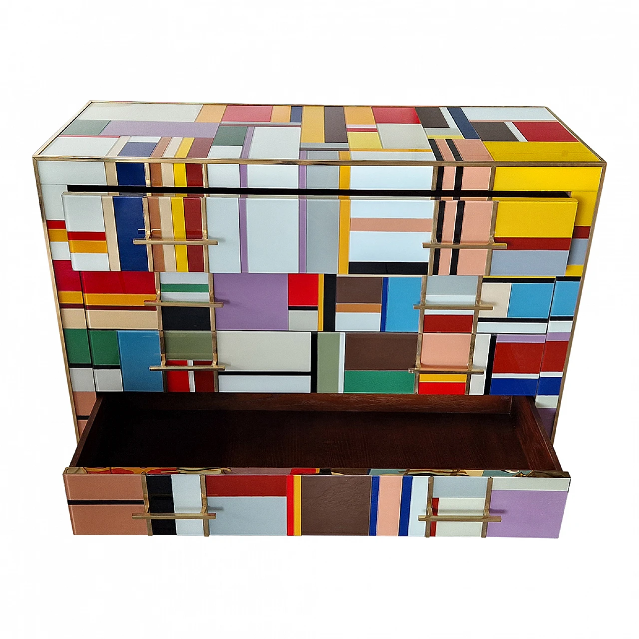 Four-drawer dresser in multicolored Murano glass, 1990s 12