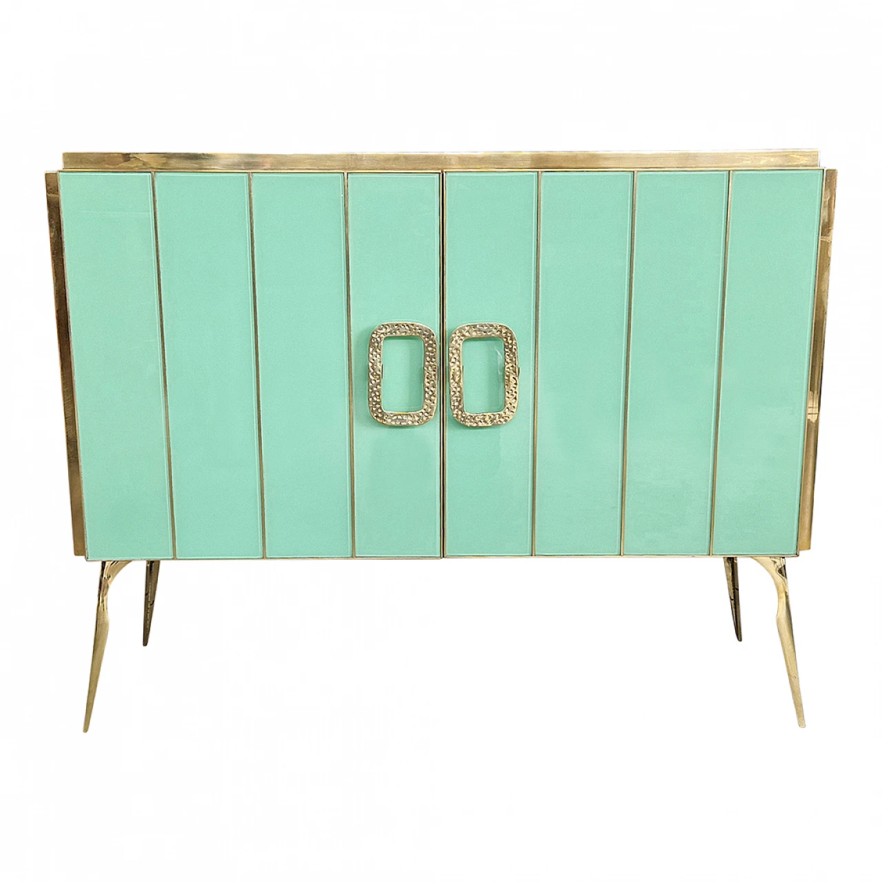 Two-doors sideboard in light blue Murano glass, 1980s 1