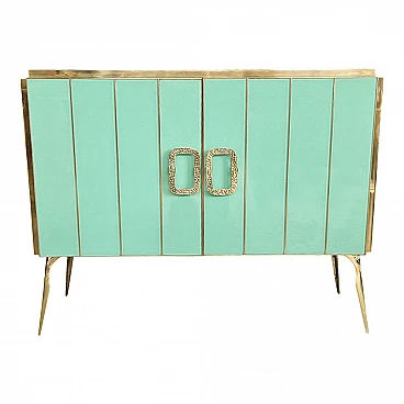 Two-doors sideboard in light blue Murano glass, 1980s