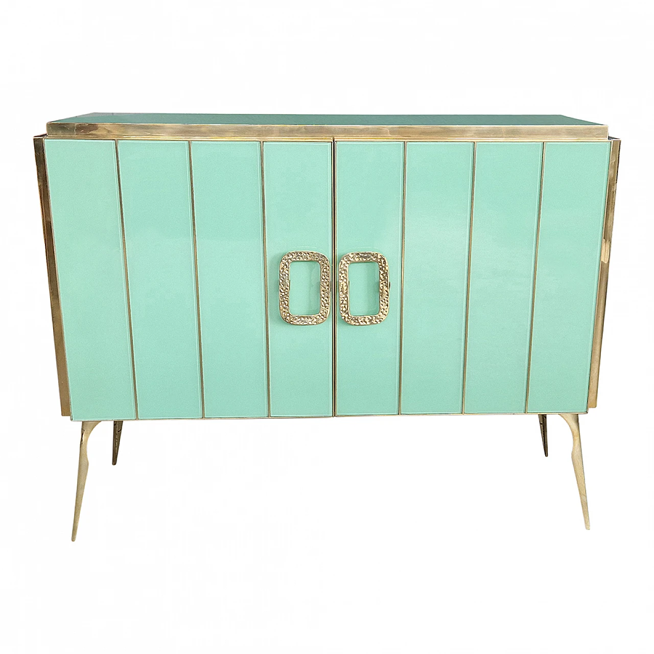 Two-doors sideboard in light blue Murano glass, 1980s 2