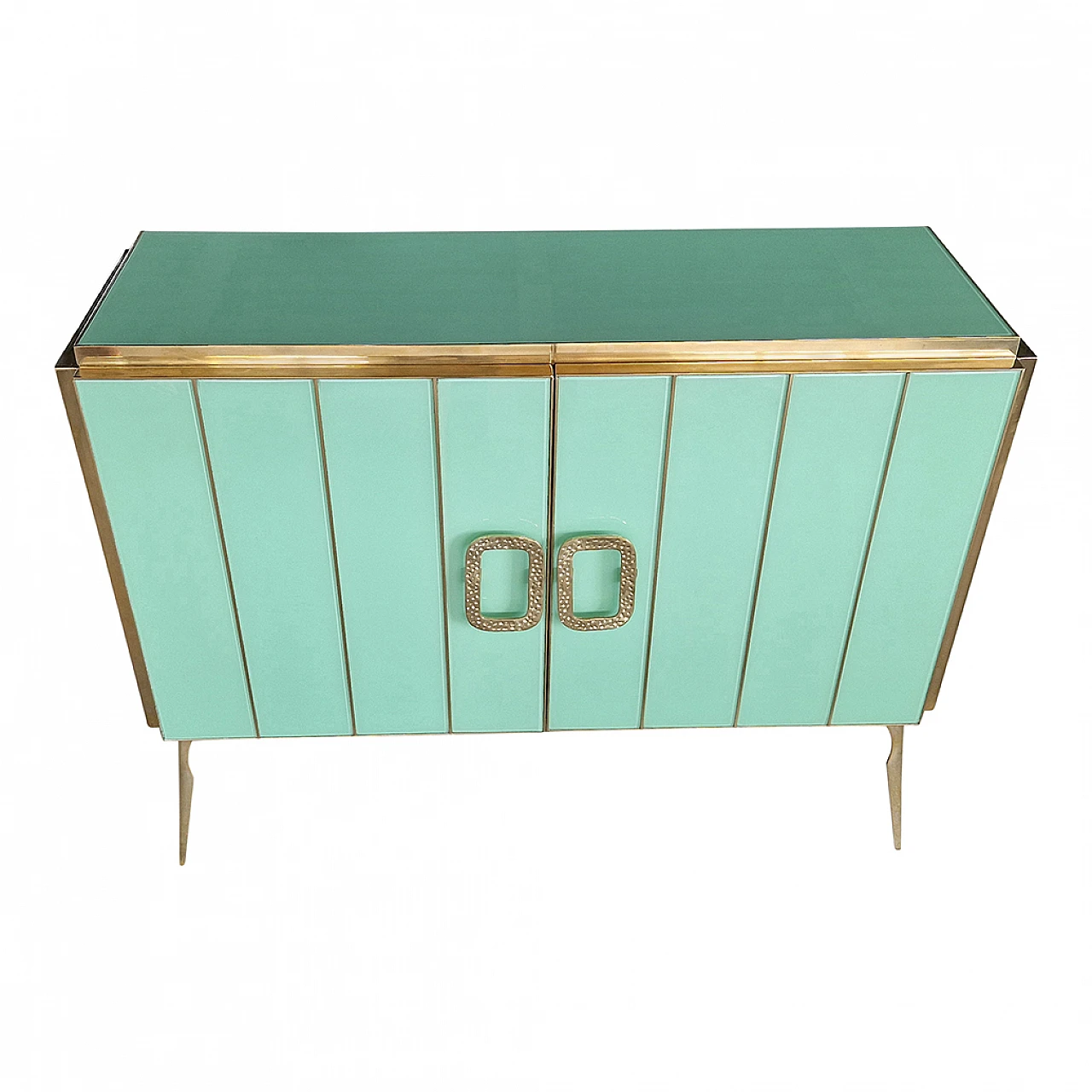 Two-doors sideboard in light blue Murano glass, 1980s 3