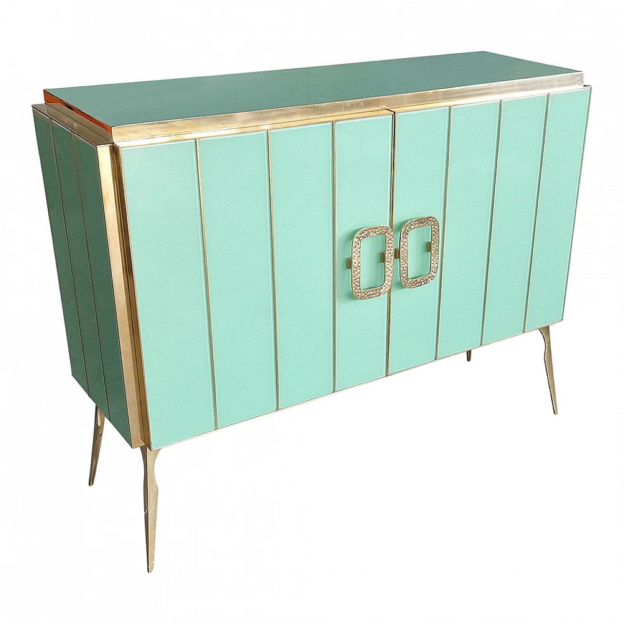 Two-doors sideboard in light blue Murano glass, 1980s 4