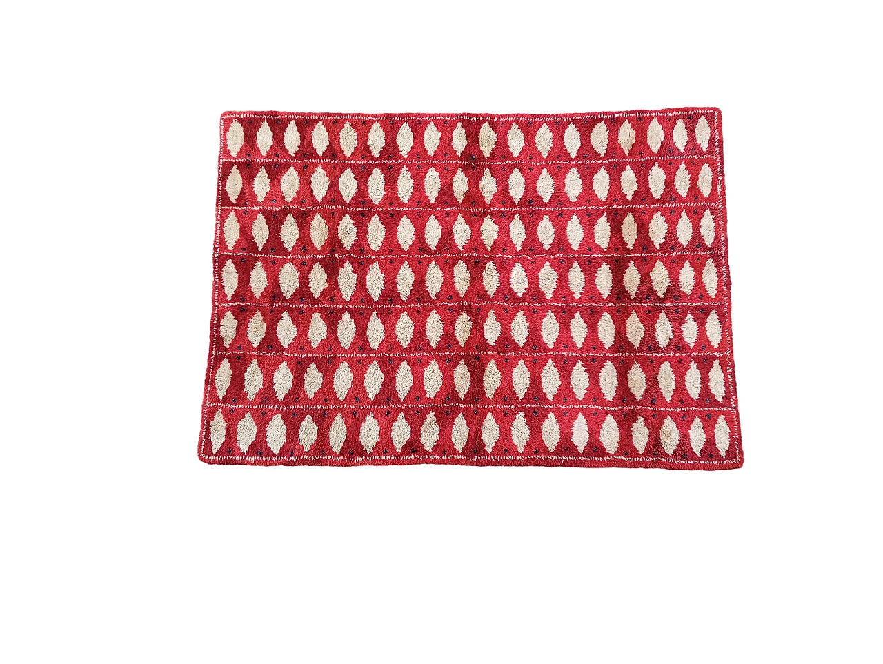 Swedish red and white wool rug, 1960s 1