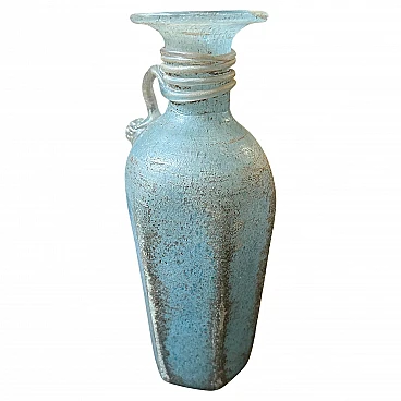 Blue & grey scavo Murano glass vase in the style A. Barbini, 1960s