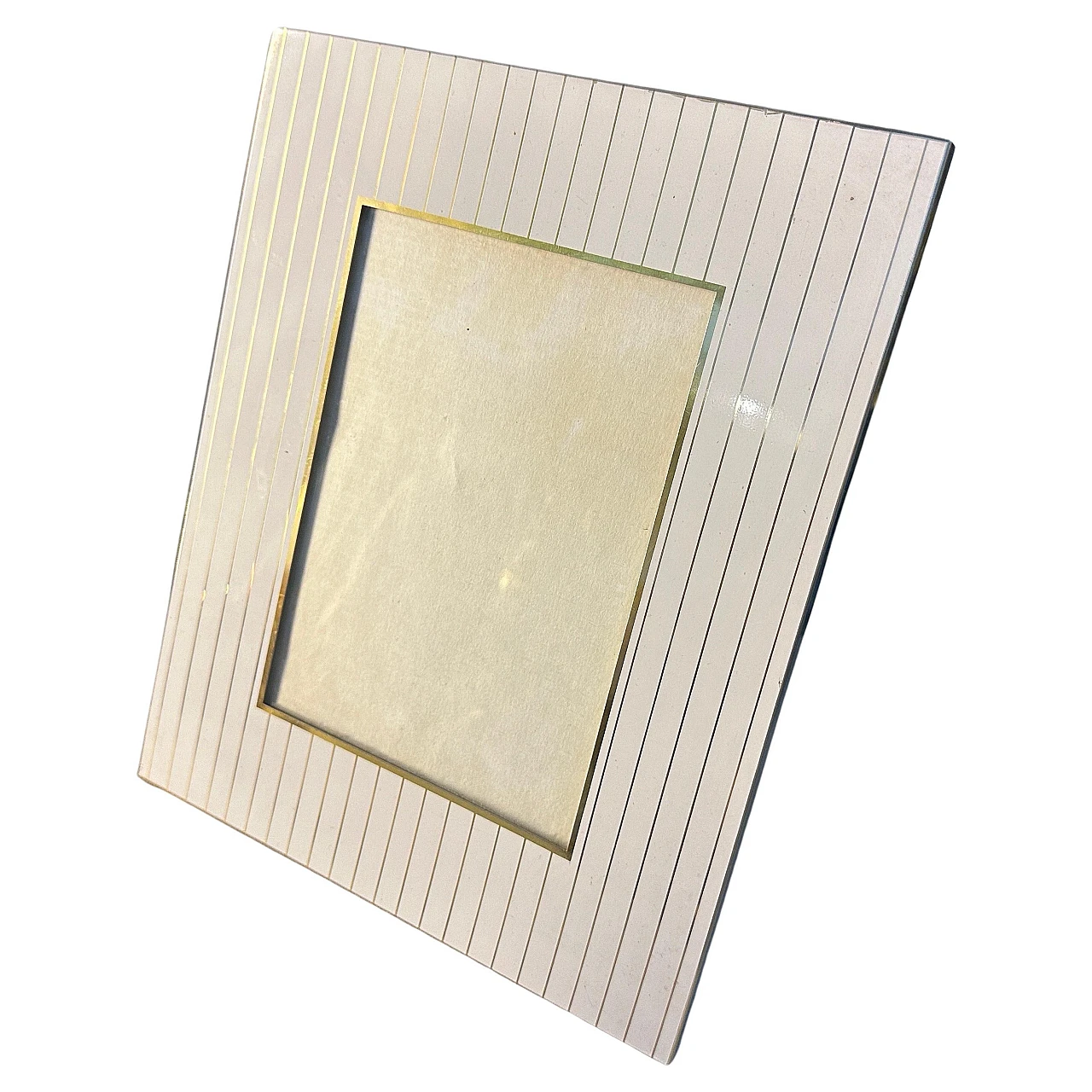 Picture frame in brass & metal in the style of T. Barbi, 1980s 1