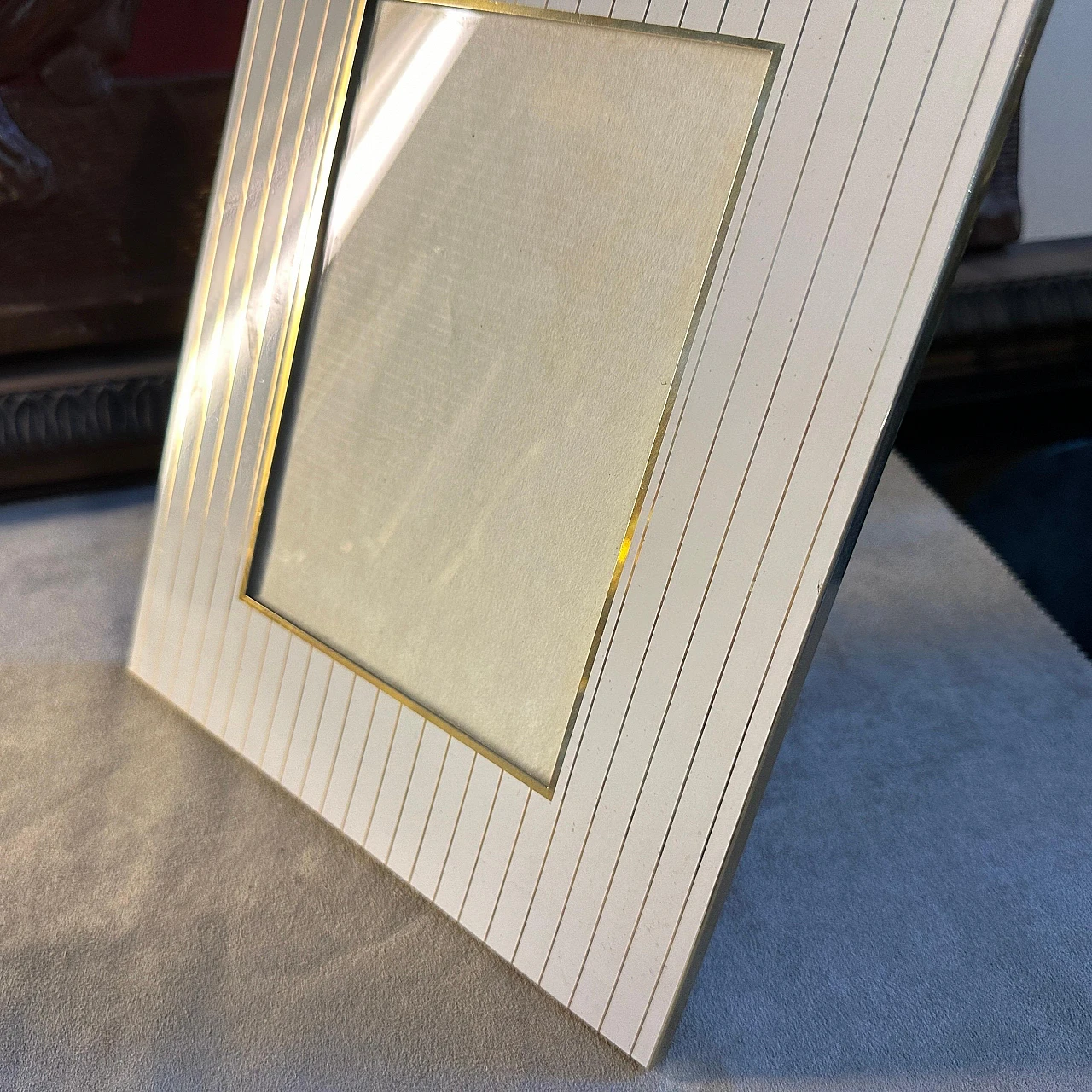 Picture frame in brass & metal in the style of T. Barbi, 1980s 4