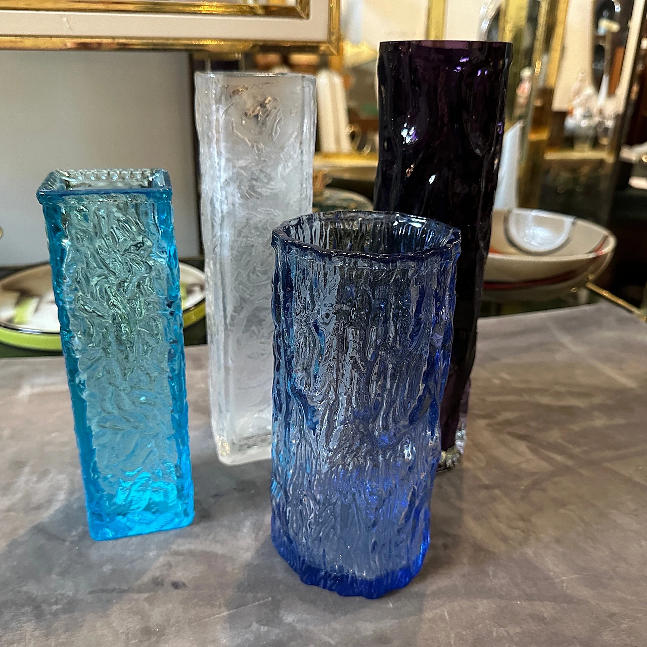 4 Space Age glass vases, 1970s 2