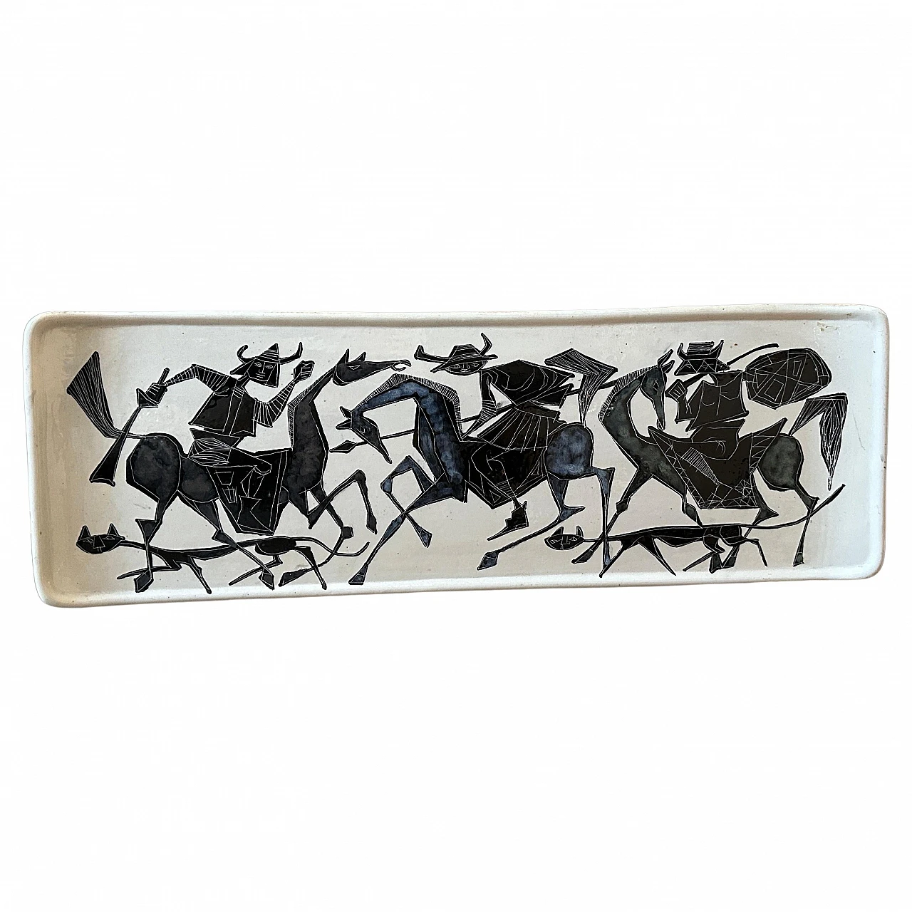 Black & white ceramic plaque by San Marino Ceramiche, 1950s 1