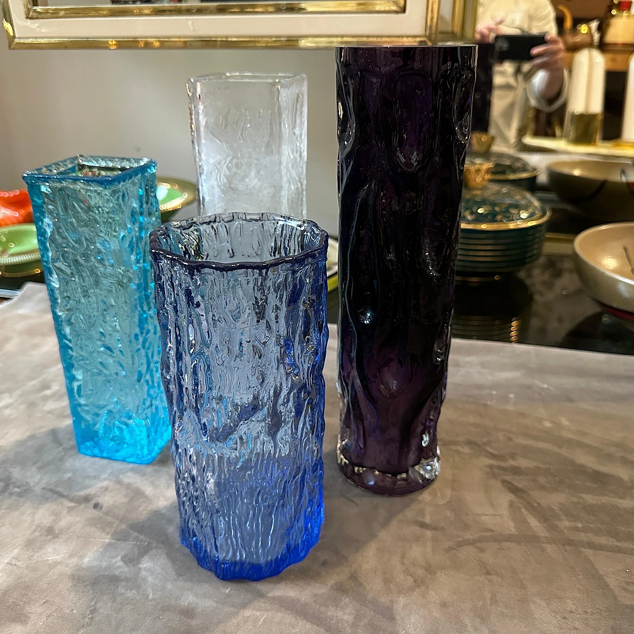 4 Space Age glass vases, 1970s 9