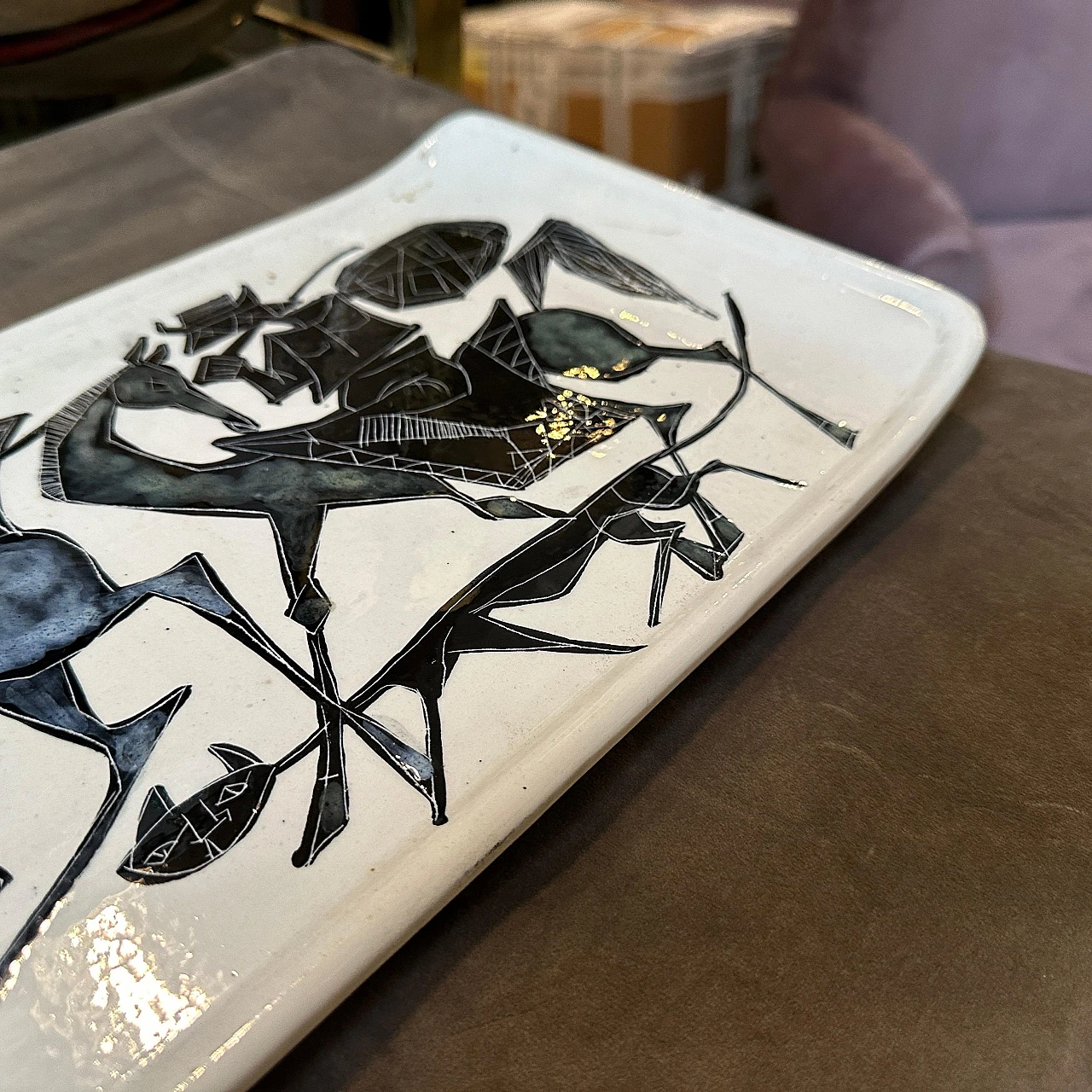 Black & white ceramic plaque by San Marino Ceramiche, 1950s 3