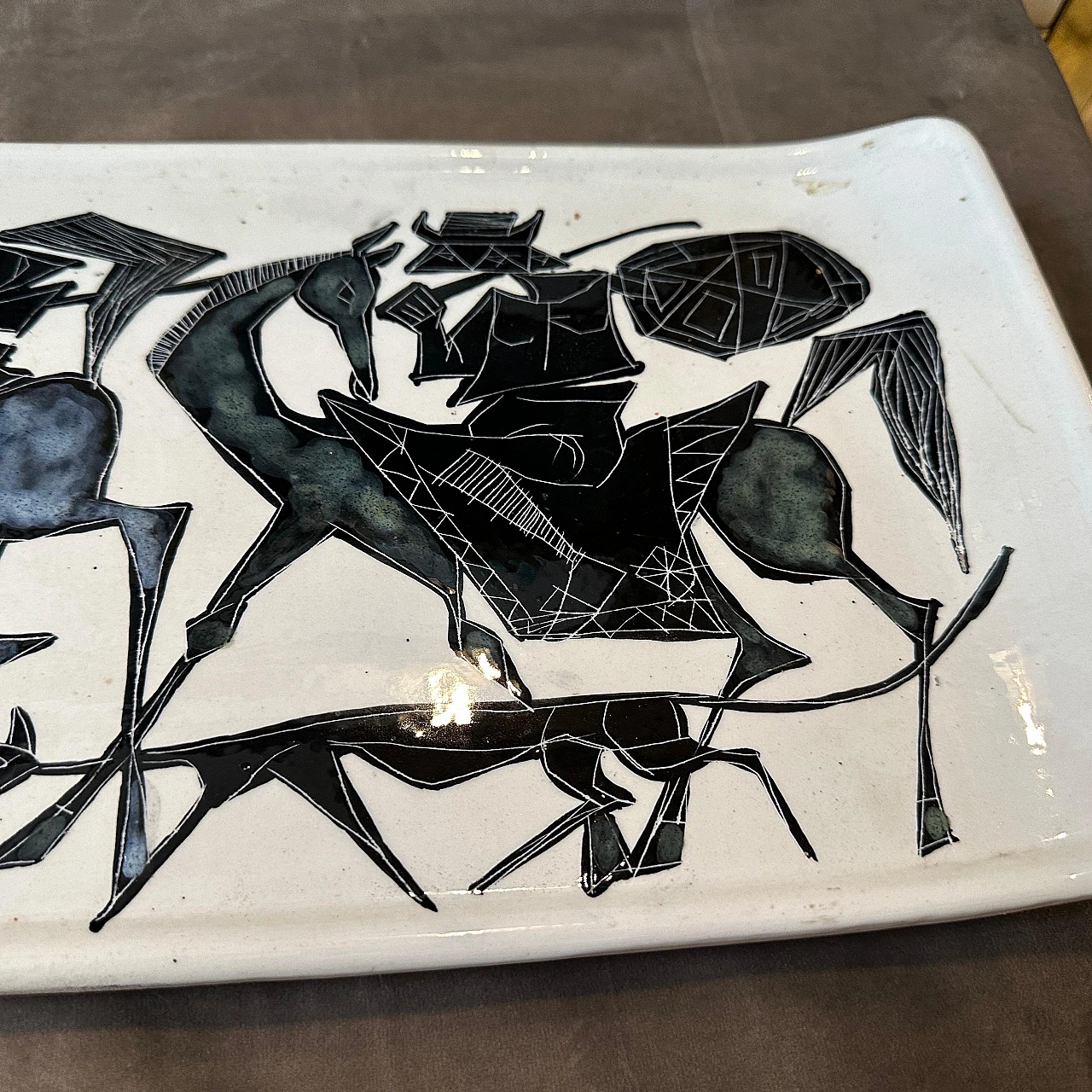 Black & white ceramic plaque by San Marino Ceramiche, 1950s 5