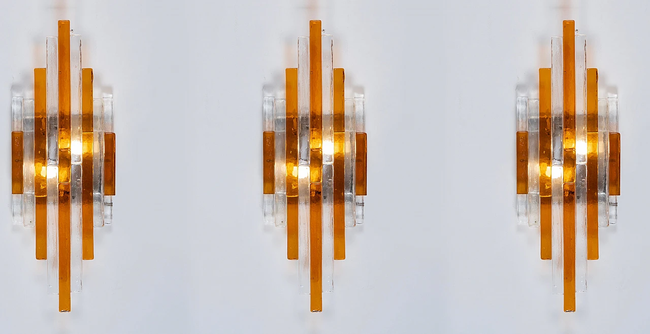 Linea glass wall sconce by Albano Poli for Poliarte, 1970s 2